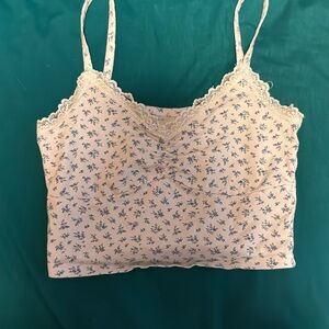 floral crop top. short. not padded. not see through